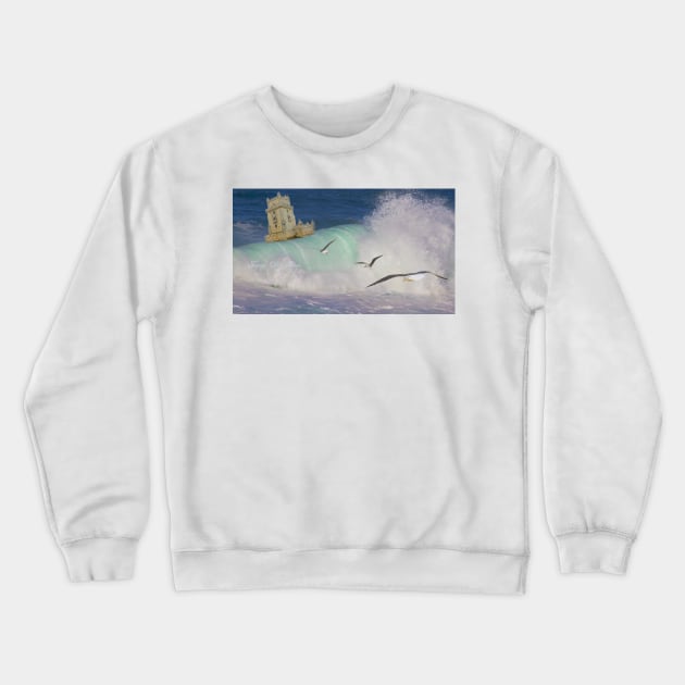 Belém Tower decided to leave. A partida da Torre de Belém Crewneck Sweatshirt by terezadelpilar